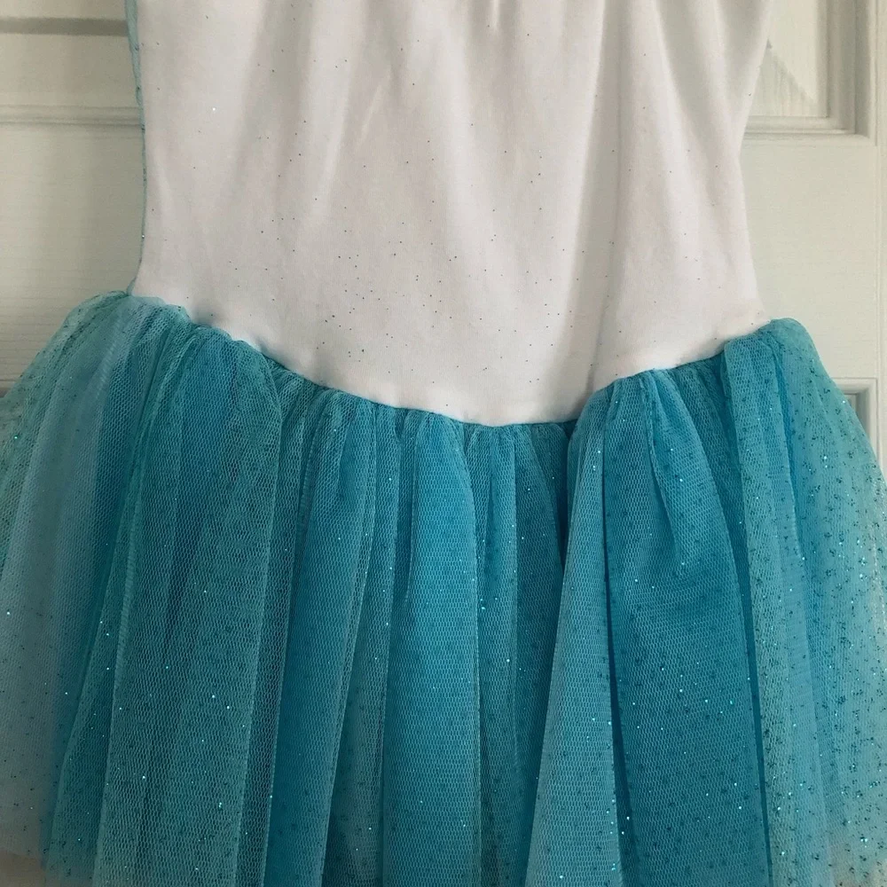Girls silver heart blue tulle Sequin sparkly‎ dance costume  size small child